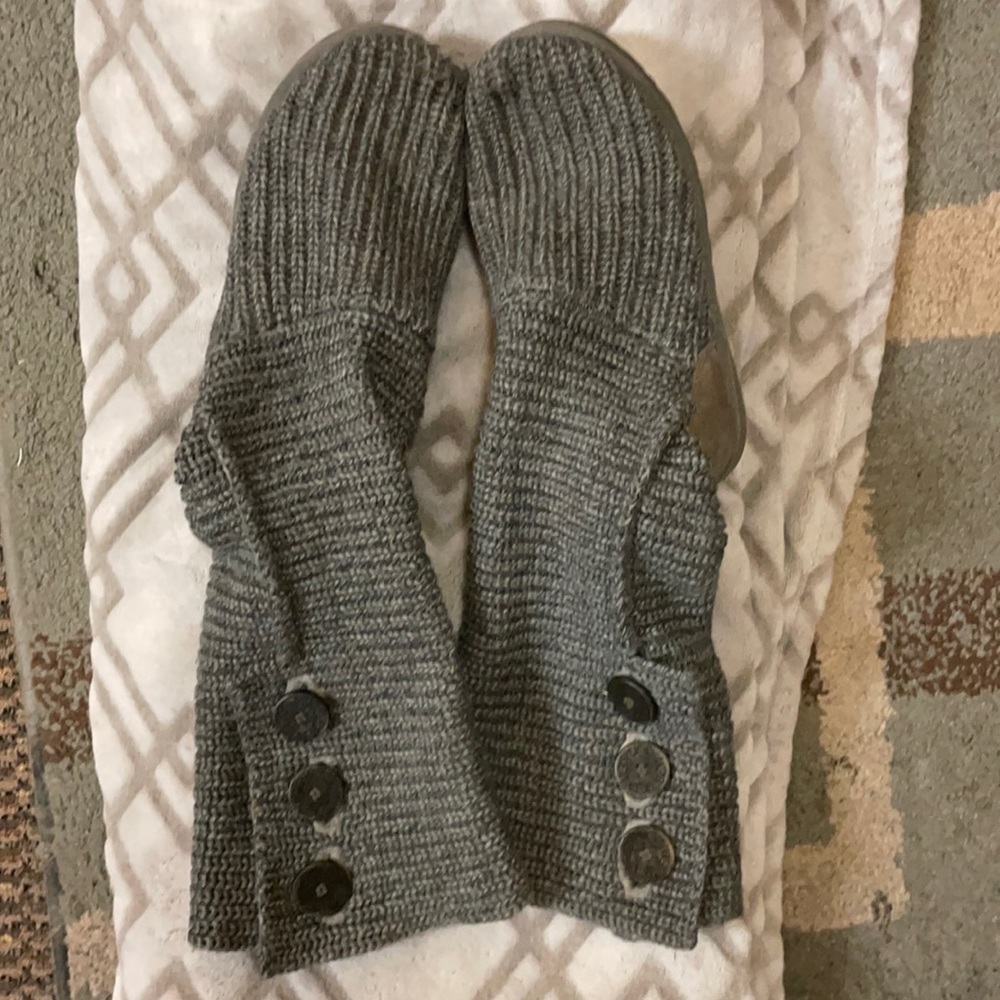 UGG grey sweater half button up boots. Size 7.